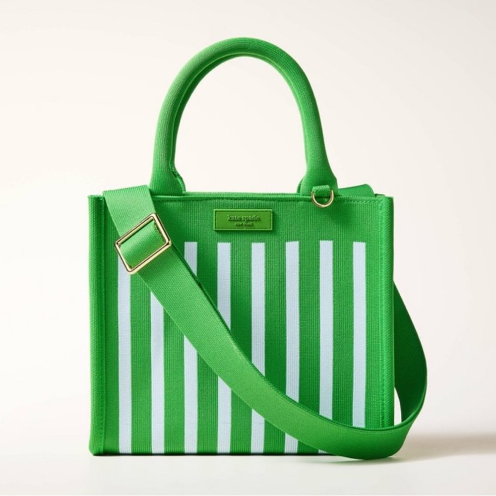 Kate Spade Limited Edition Green and White Striped Tote Bag